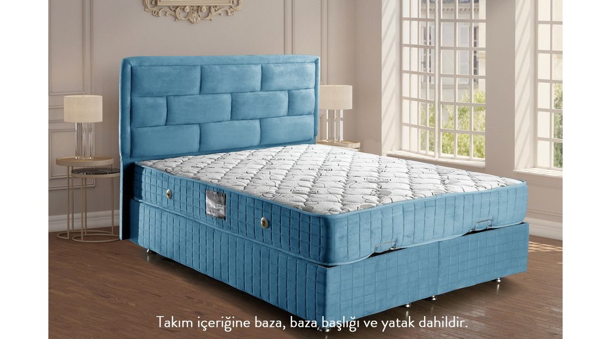 DİEGO BAZA BAŞLIK YATAK SETİ TURKUAZ FİYATI Vivense