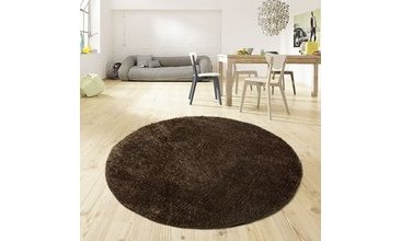 PAYİDAR KAHVERENGİ İPEK YUVARLAK SHAGGY HALI 9000NM 120X120