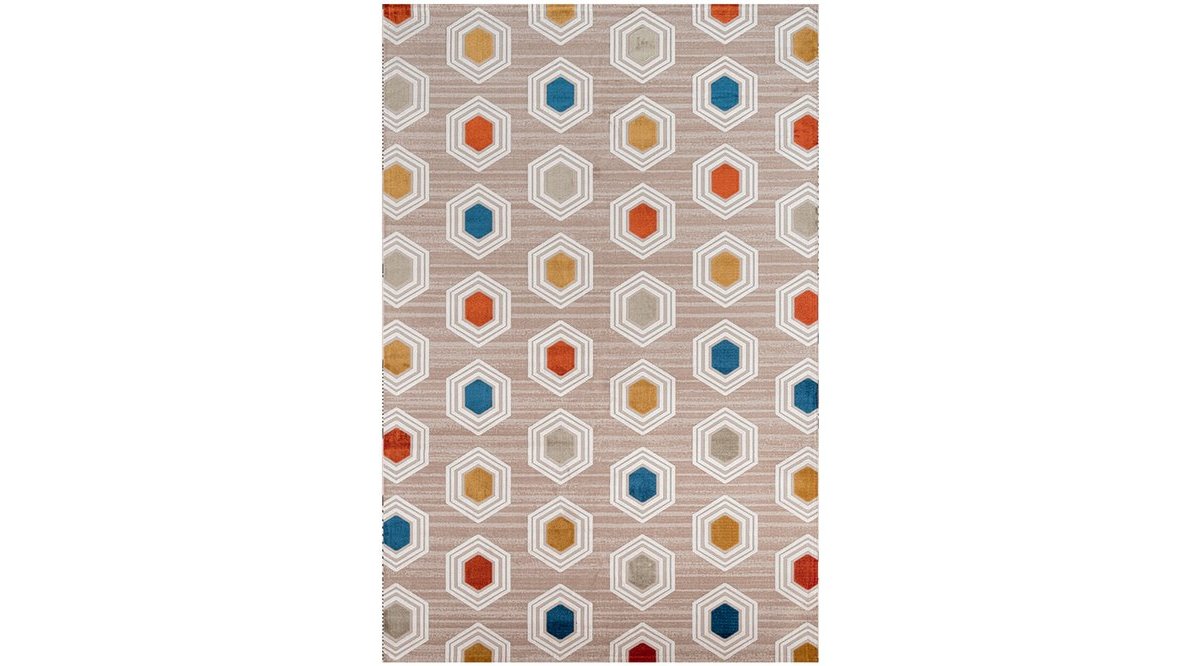 SANAT HALI RENKLİ ALTIGENLER MODERN 1555 FİYATI Vivense