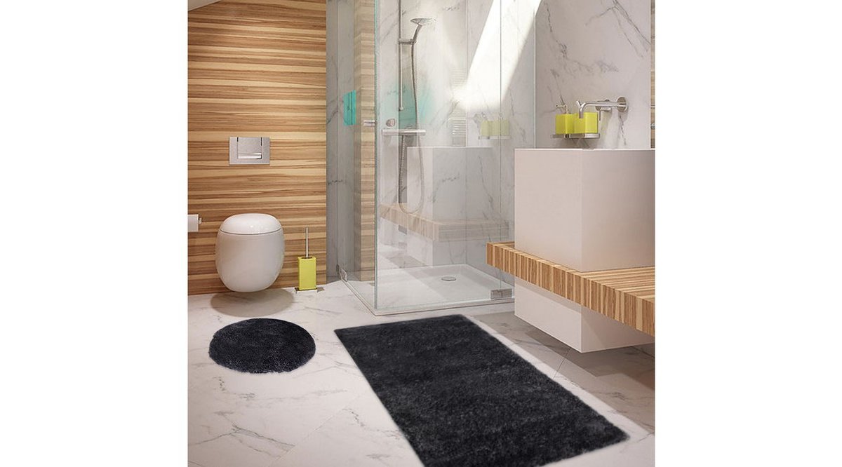 FLORA HALI TIARA ANTRASİT İKİLİ SHAGGY BANYO PASPASI TAKIMI FİYATI