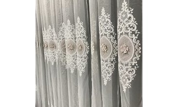 BRİLLANT TÜL PERDE ARAL GÜL KURUSU 1/3 SIK PİLE BOY 260 160X260