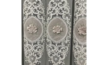 BRİLLANT TÜL PERDE ARAL GÜL KURUSU 1/3 SIK PİLE BOY 260 160X260