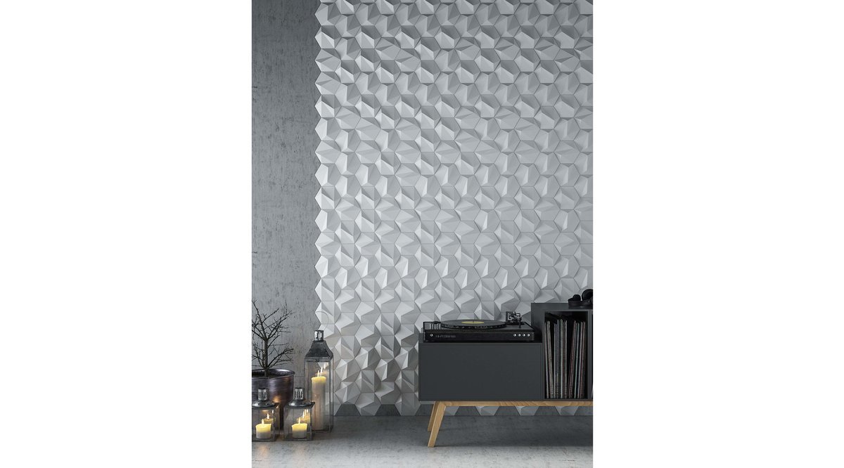 3D DEKORATİF DUVAR PANELİ ZETA BEYAZ FİYATI Vivense