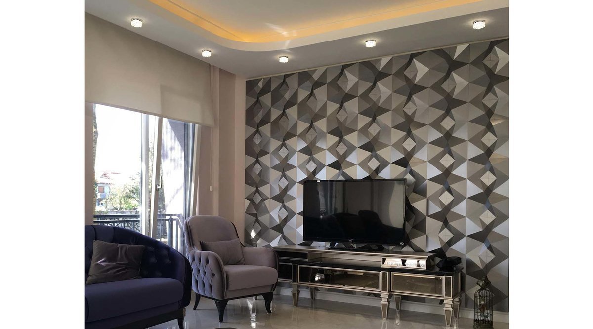 3D DEKORATİF DUVAR PANELİ PENTA GÜMÜŞ FİYATI Vivense