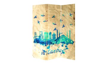 İSTANBUL ÜÇ KANAT ÇİFT TARAFLI 120X175 CM PARAVAN