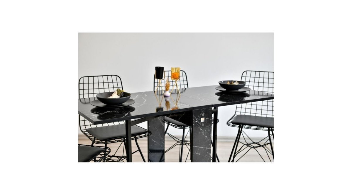 PRADO MASA SANDALYE TAKIMI MERMER SİYAH FİYATI Vivense