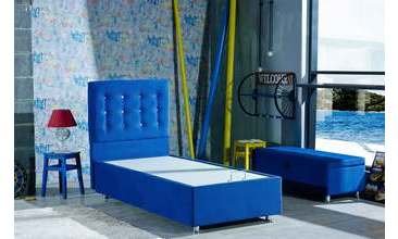 RETRO MAVİ YATAK BAZA SETİ TEK KİŞİLİK 90X190