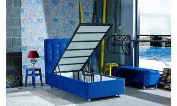 RETRO MAVİ YATAK BAZA SETİ TEK KİŞİLİK 90X190