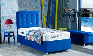 RETRO MAVİ YATAK BAZA SETİ TEK KİŞİLİK 90X190