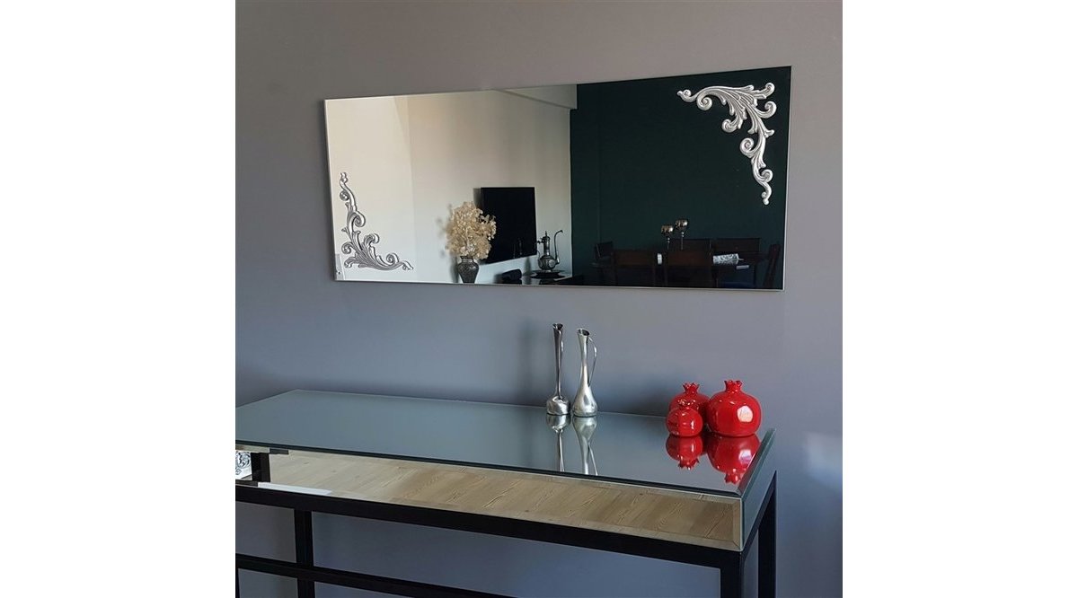 NEOSTİLL AHŞAP GÜMÜŞ SÜSLEMELİ DEKORATİF DUVAR KONSOL AYNA A504Y