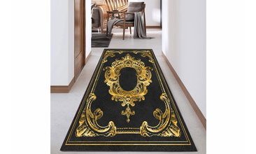 ELSE SİYAH ALTIN SARISI VİNTAGE SALON MUTFAK YOLLUK HALI SARAY3 50X80