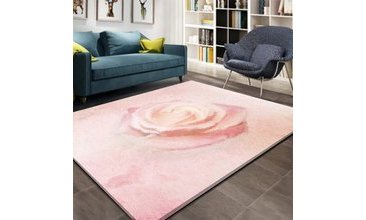 CANEL TOZ PEMBE GÜL 3D LASTİKLİ HALI ÖRTÜSÜ 02