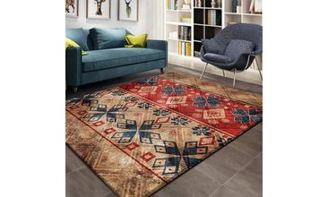 CANEL OSMANLİ TÜRKMEN KİLİM MOTİF 3D LASTİKLİ HALI ÖRTÜSÜ 02