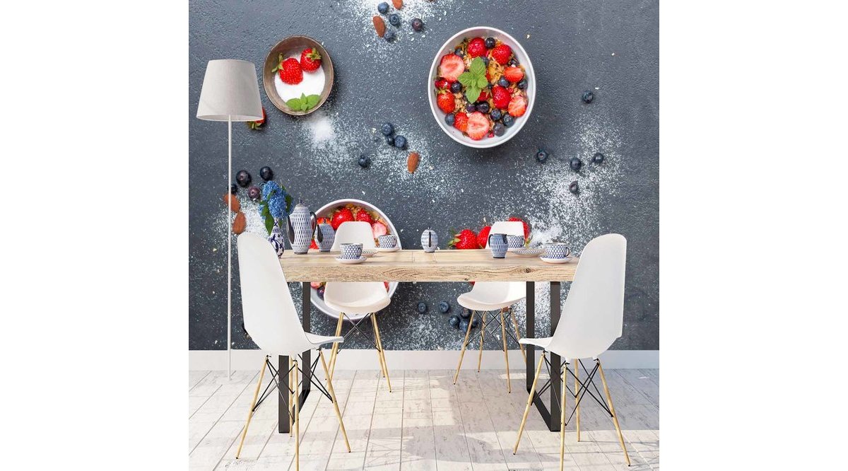 ELSE TATLİ ÇİLEK MEYVE 3D DESENLİ SİLİNEBİLİR POSTER DUVAR KAĞIDI