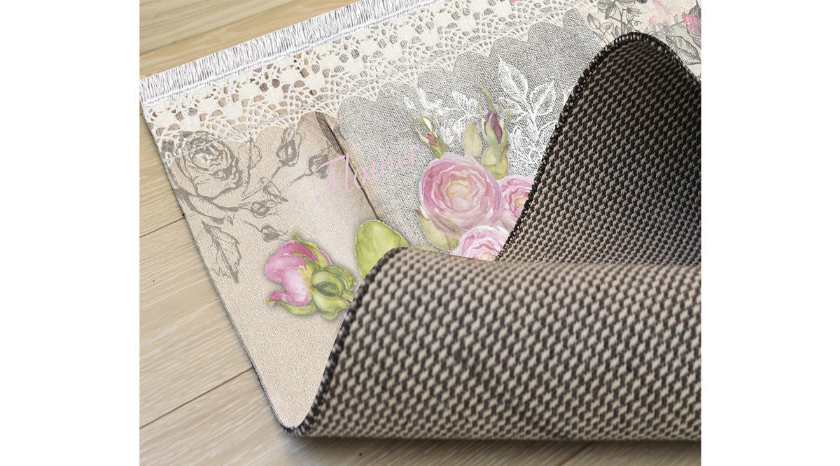 RENKLİ RETRO GÜL MODERN ŞÖNİL HALI 80X150 FİYATI Vivense