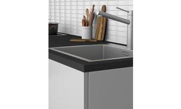 ELSA BEYAZ MUTFAK DOLABI SİYAH TEZGAH 180 CM