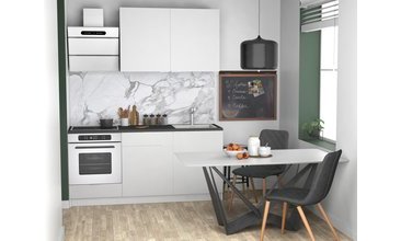 ELSA BEYAZ MUTFAK DOLABI SİYAH TEZGAH 180 CM