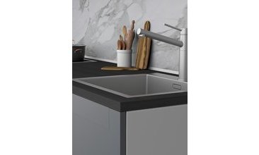 PİA AÇIK GRİ MUTFAK DOLABI SİYAH TEZGAH 240 CM