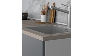 PİA AÇIK GRİ MUTFAK DOLABI MEŞE TEZGAH 240 CM