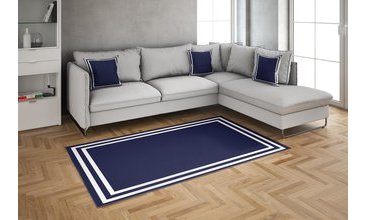 MARKAEV EMERALD HALI LACİVERT BEYAZ ÇİZGİLİ 50X80