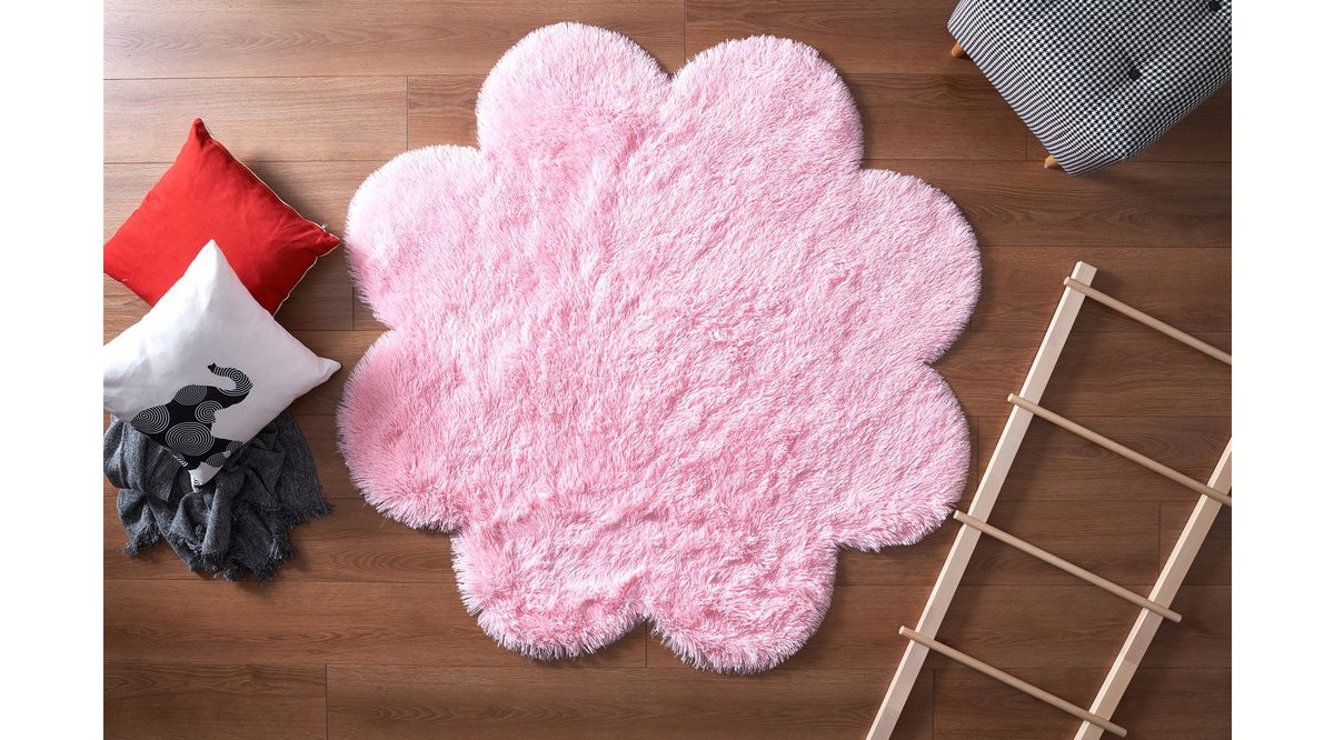 MARKAEV TAVŞAN TÜYÜ ÇİÇEK HALI PEMBE FİYATI Vivense