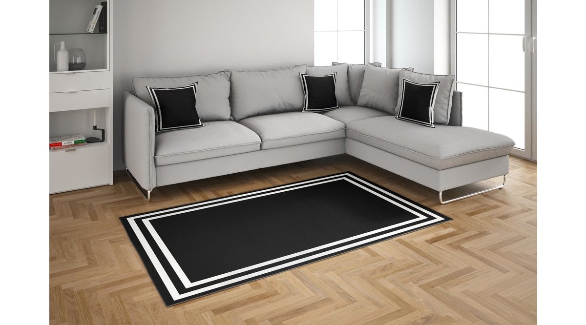 MARKAEV EMERALD HALI SİYAH BEYAZ ÇİZGİLİ FİYATI Vivense