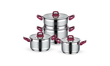 SCHAFER FİLTER CHEF ÇELİK TENCERE SETİ 8 PARÇA BORDO