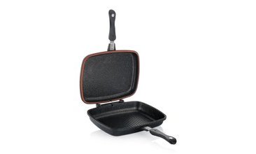 SCHAFER KARE DOUBLE GRİLL PAN 32 CM 2 PARÇA SİYAH