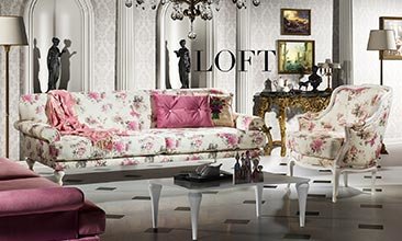 LOFT KOLTUK TAKIMI ÇİÇEKLİ BEYAZ AYAK