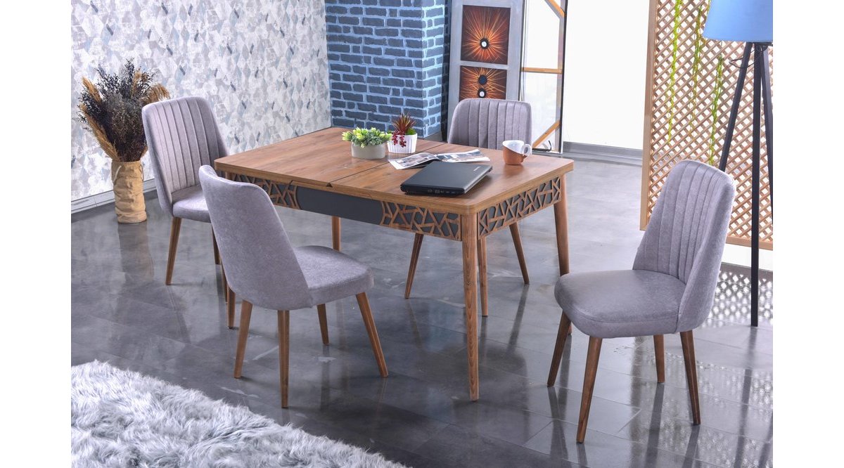 STOKER MOENA YEMEK MASA TAKIMI GRİ FİYATI Vivense