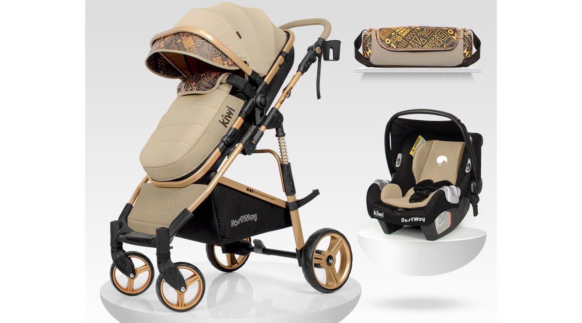KİWİ BESTWAY İSKANDİNAV TASARIM BEBEK ARABASI SETİ LATTE