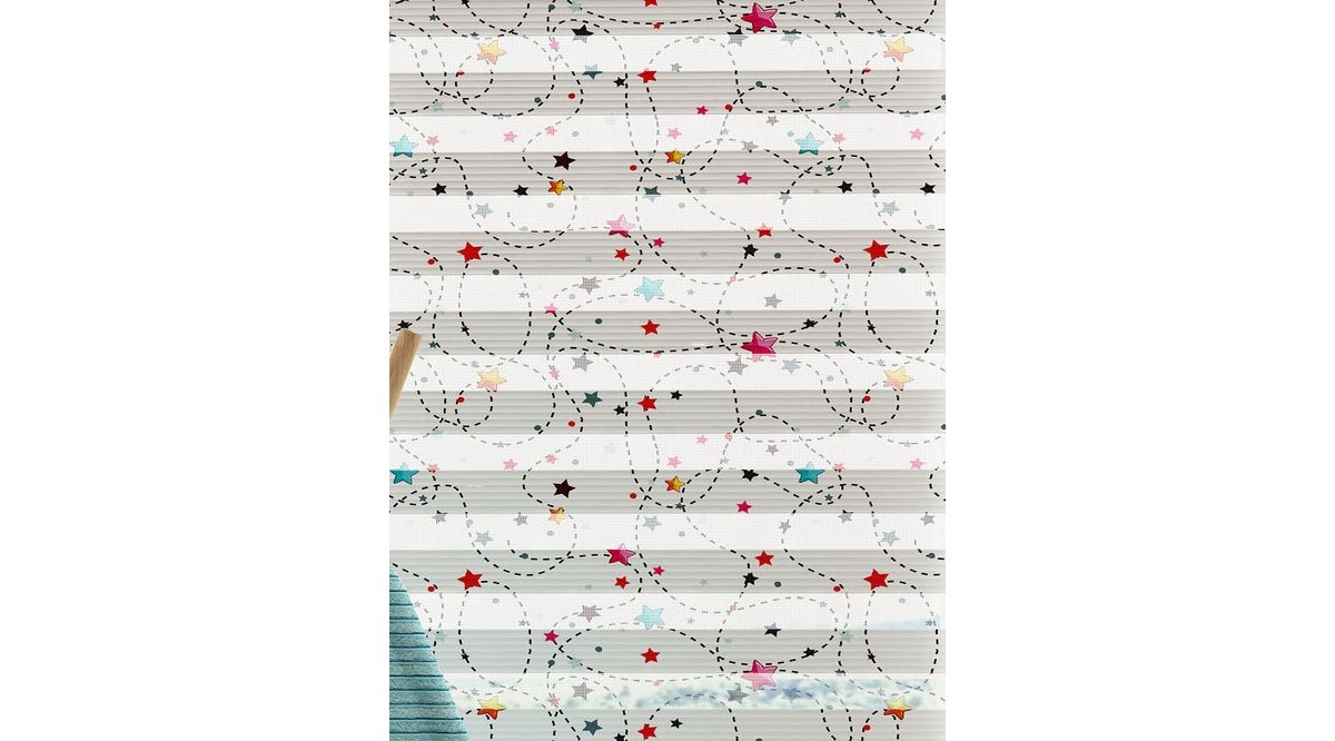 92431 RENKLİ YILDIZLAR BASKILI ZEBRA PERDE FİYATI Vivense