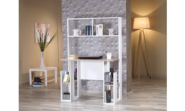 ZELOS MASKİT MEŞE BEYAZ KİTAPLIKLI BİLGİSAYAR MASASI