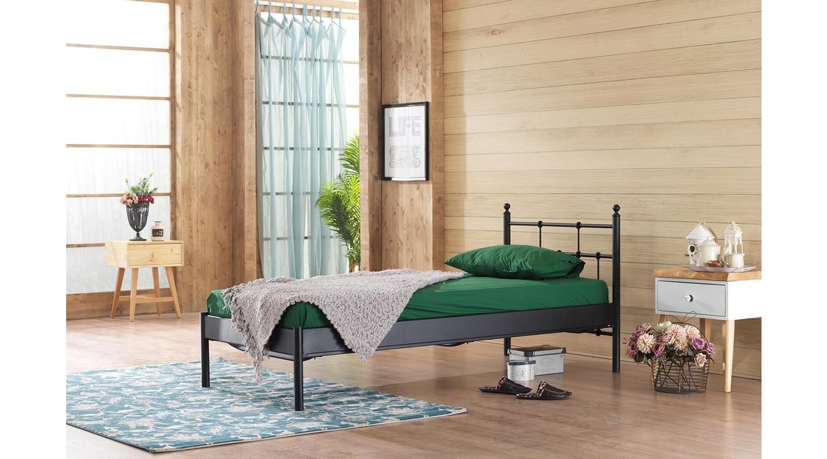 LALAS S TEK KİŞİLİK METAL KARYOLA SİYAH 90X200 FİYATI