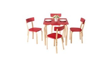 VİTALE TOBİ MASA SANDALYE SETİ KIRMIZI 80X80