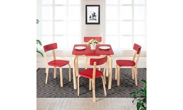 VİTALE TOBİ MASA SANDALYE SETİ KIRMIZI 80X80