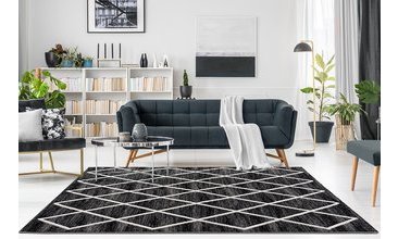 ERYÜN HALI GEOMETRİK GRİ SİYAH MAKİNE HALISI 33538 80X150