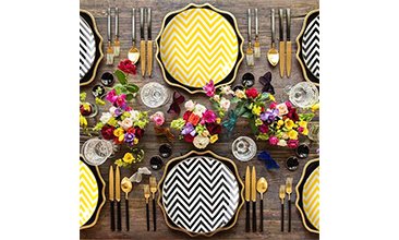 ZİGZAG RENKLİ TABAK SETİ SİYAH-SARI