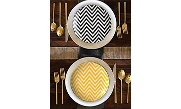 ZİGZAG RENKLİ TABAK SETİ SİYAH-SARI