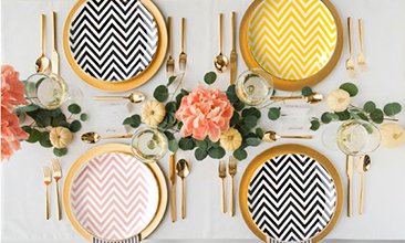 ZİGZAG RENKLİ TABAK SETİ SİYAH-SARI