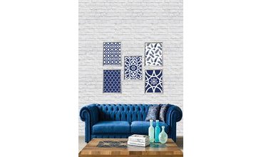 LACİVERT DESENLİ TABLO SETİ