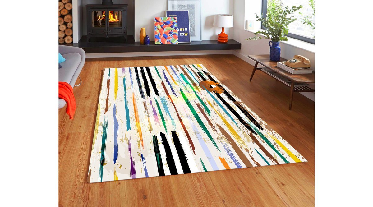 RENKLİ ÇİZGİLİ DEKORATİF HALI 60X100 FİYATI Vivense