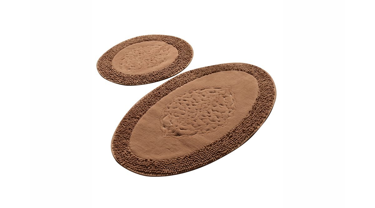 CHİLAİ HOME PİANTE OVAL COTTON KAHVE 2 Lİ SET BANYO HALISI FİYATI Vivense