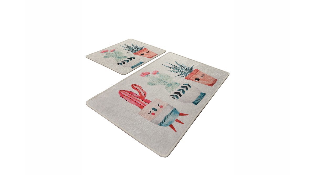 CHİLAİ HOME HAPPY CACTUS DJT İKİLİ HALI SET BANYO HALISI PASPAS SETİ