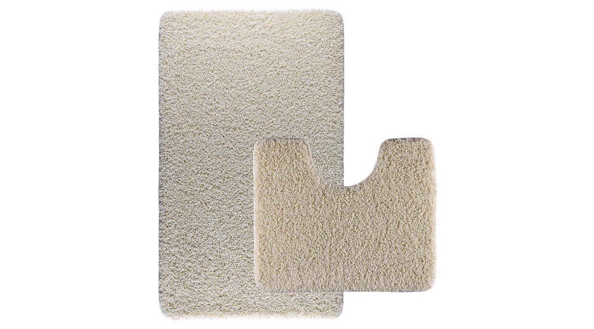 EUROBANO HOME KREM SHAGGY KIVIRCIK HALI KAYMAZ TABANLI İKİLİ SET BANYO