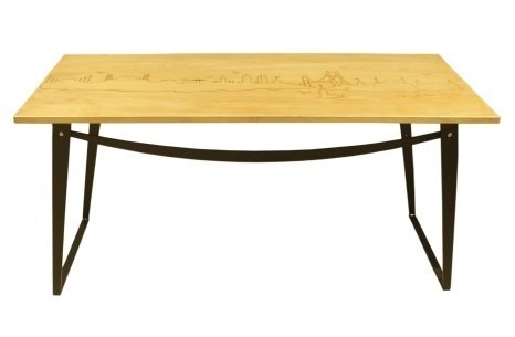 İSTANBUL TEMALI DOĞAL AĞAÇ MASA 120 X 70