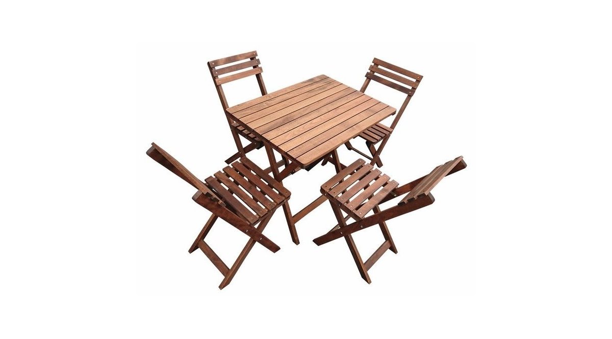 DÖRT KİŞİLİK AHŞAP BİSTRO TAKIM BAHÇE MOBİLYASI MASA + 4 SANDALYE