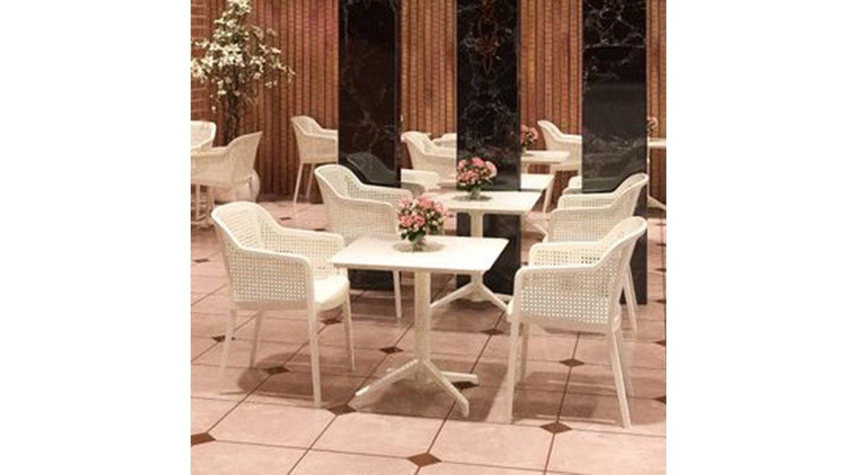 TİLİA EVA 2 KİŞİLİK MASA SANDALYE TAKIMI BAHÇE BALKON TERAS SETİ BEYAZ