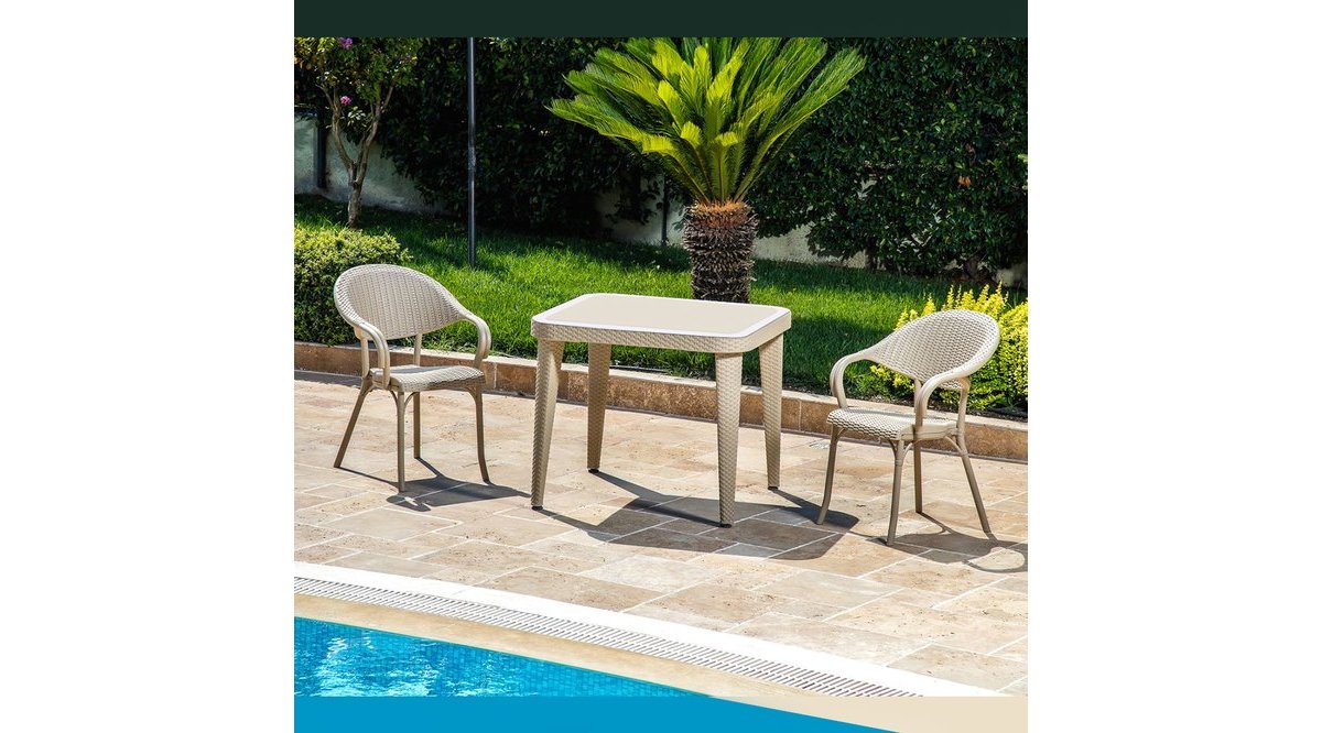 TİLİA KAİRA 4 KİŞİLİK CAMLI MASA SANDALYE TAKIMI BAHÇE BALKON SETİ