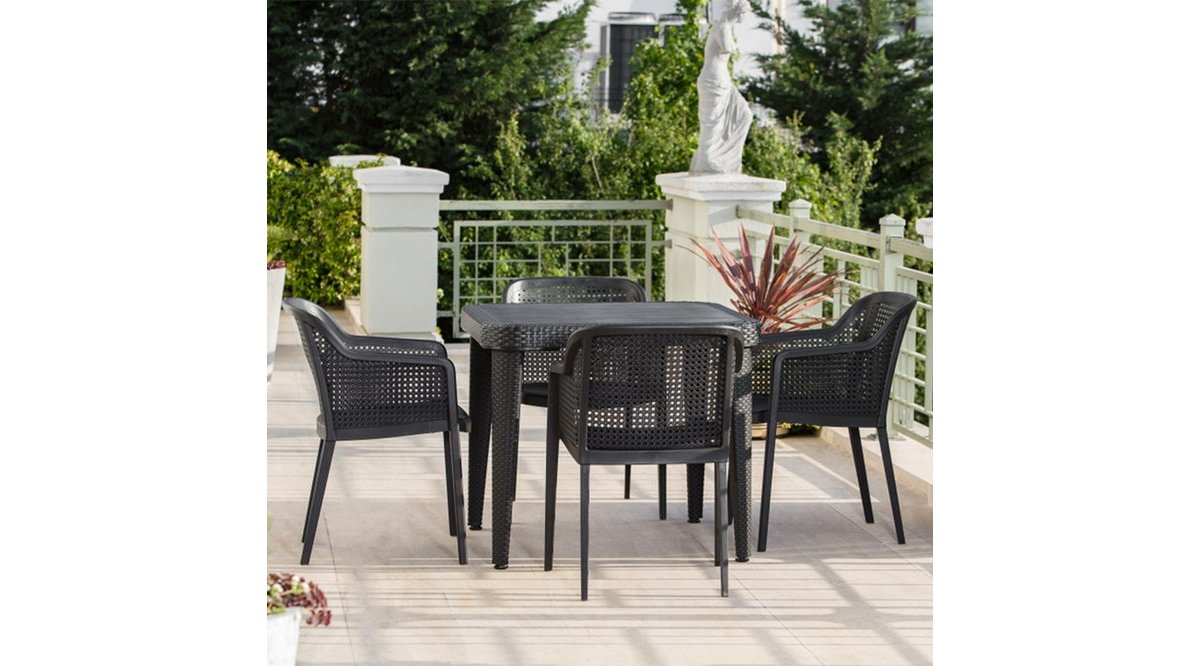 TİLİA MONA 4 KİŞİLİK CAMSIZ MASA SANDALYE TAKIMI BAHÇE BALKON SETİ